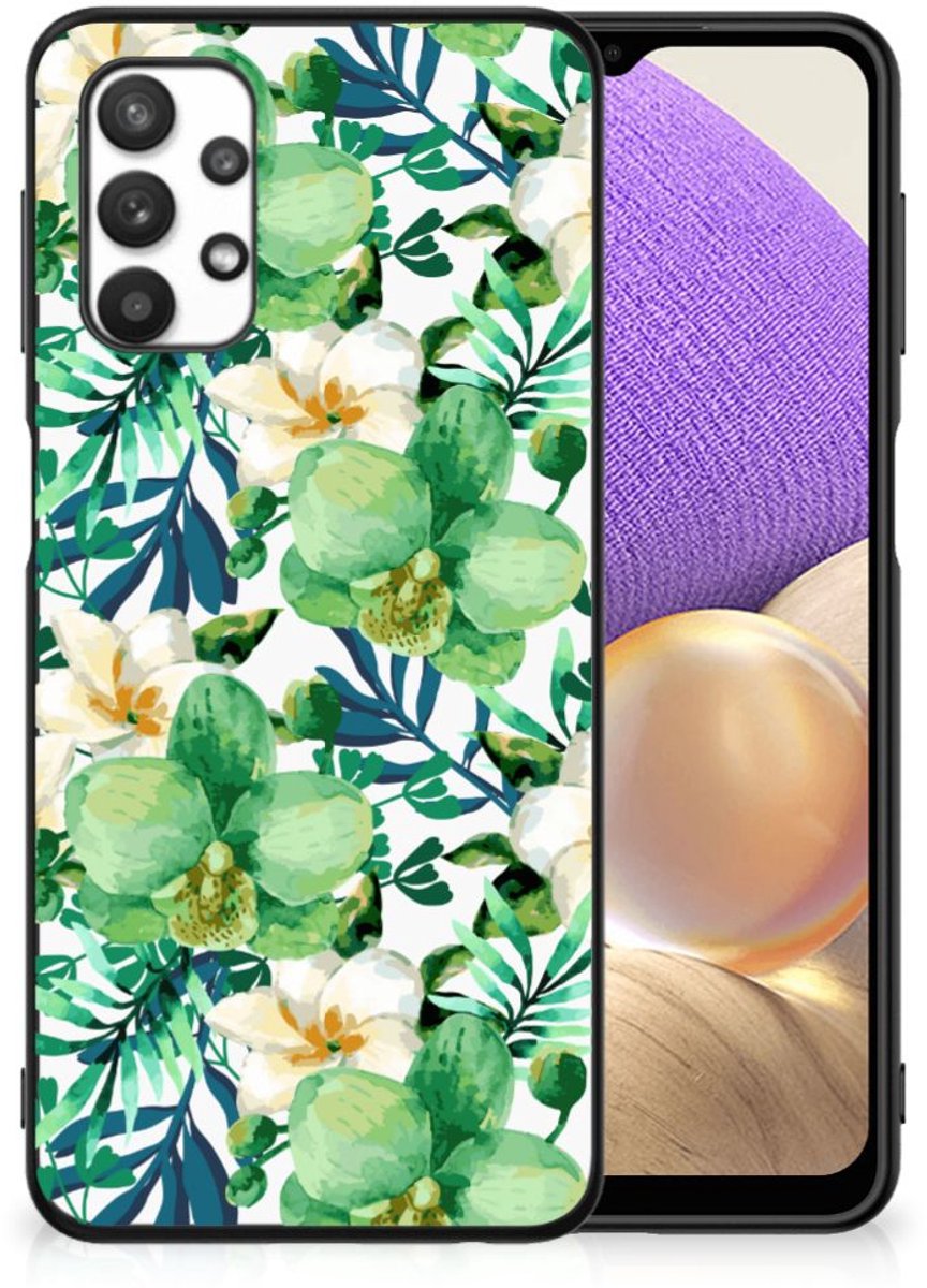 Samsung Galaxy A32 5G Bloemen Hoesje Orchidee Groen