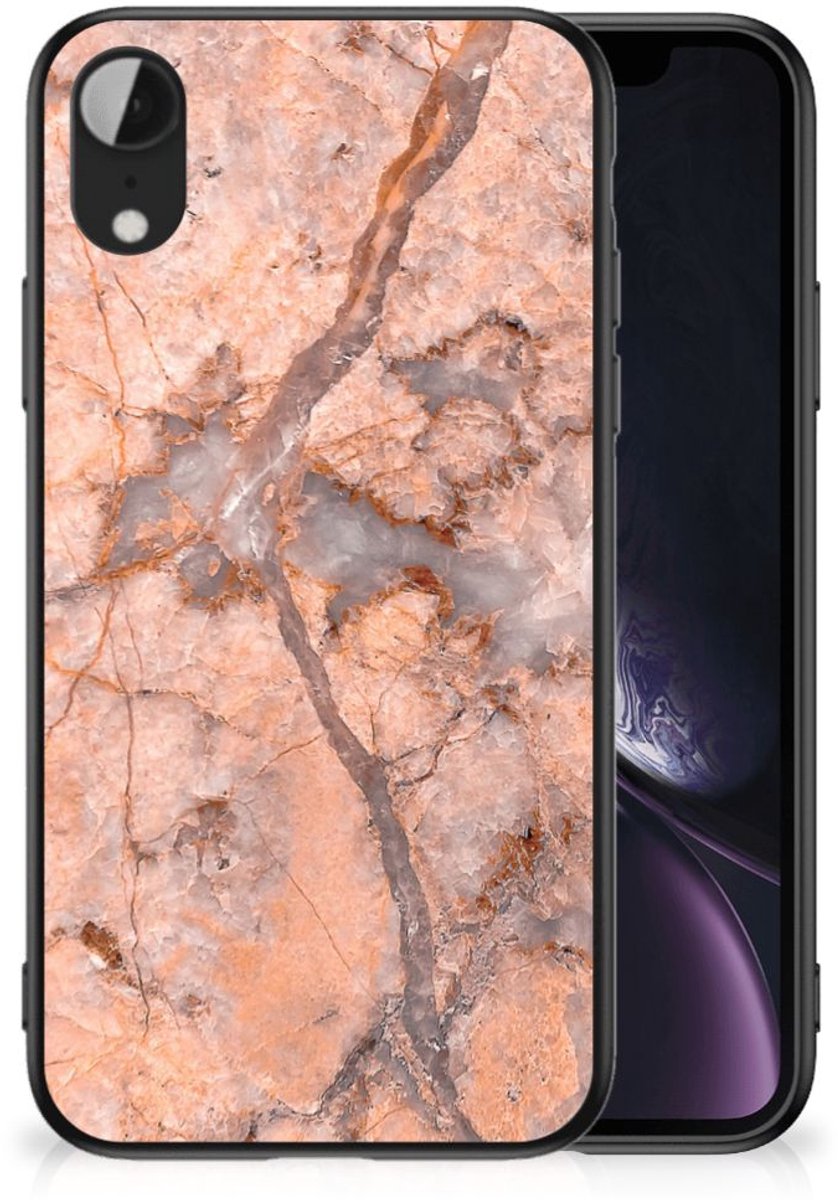 Apple iPhone XR Marmeren Print Telefoonhoesje Marmer Oranje