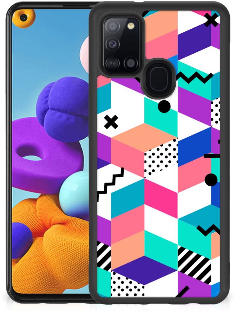 Samsung Galaxy A21s Grip Case Blokken Kleurrijk
