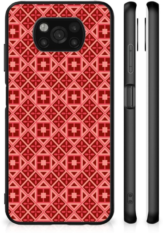 Coque avec texte Xiaomi Paco X3 | Coque pour téléphone portable X3 Pro avec bord noir Batik rouge