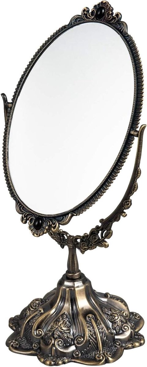 Vintage Tabletop Oval Double Sided Rotating Makeup Mirror