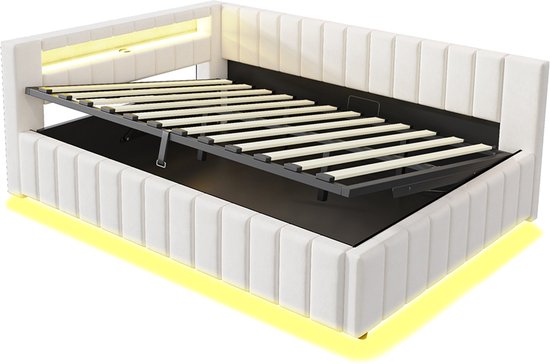 PUGSDRLY Slaapbank 175 x 38 cm met opbergruimte, gevoerde bedbank met
