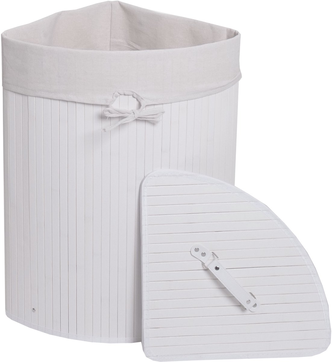 Hoekwasmand MCW-C21, Wasbox wasmand, bamboe 61x48x35cm 50l ~ wit