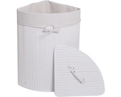 Hoekwasmand MCW-C21, Wasbox wasmand, bamboe 61x48x35cm 50l ~ wit