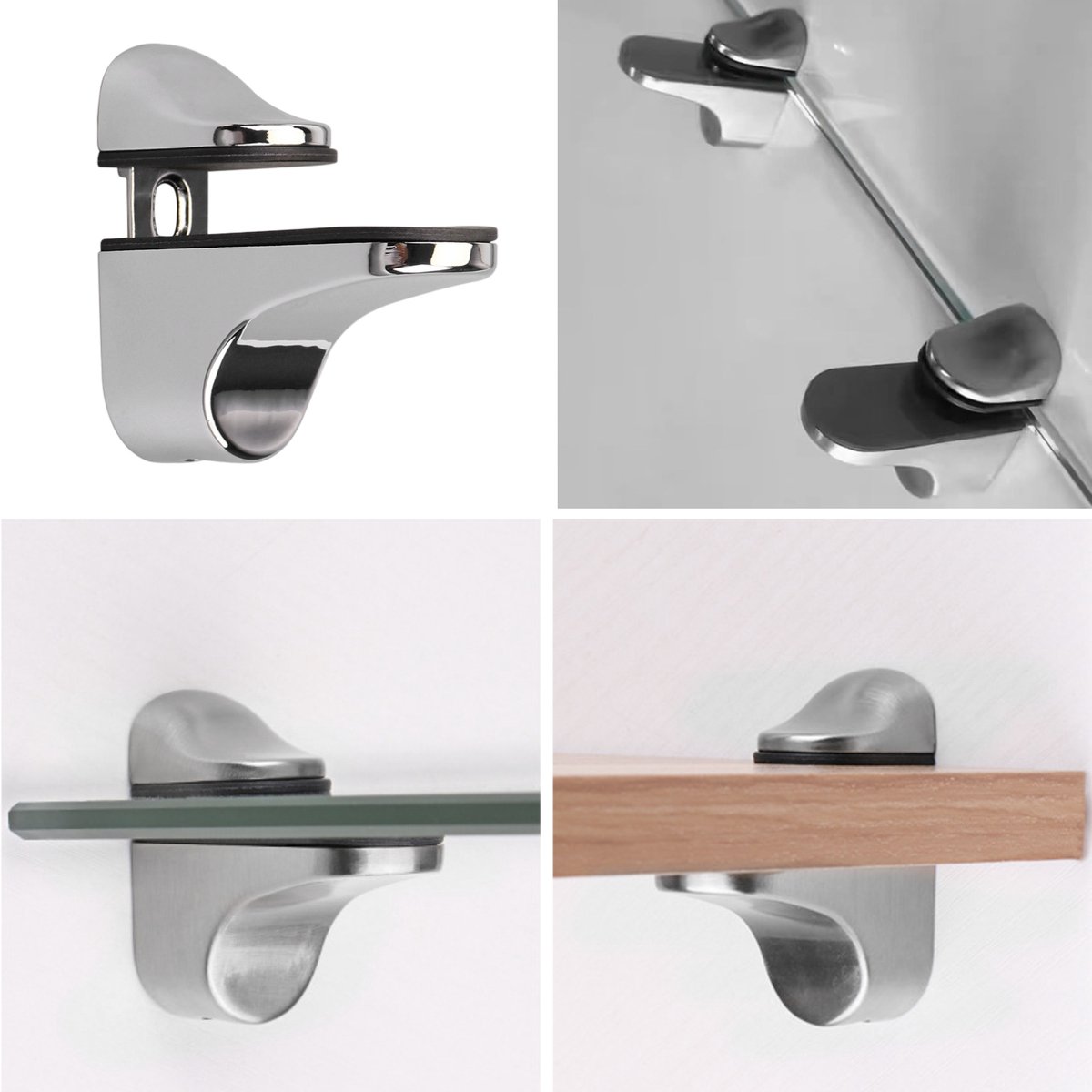 2 stuks verstelbare glazen houders van zinklegering, verstelbare glazen plankhouder, spiegelhouder van zinklegering, voor hout/glazen planken van 2-17 mm dikte (Duckbill 2 stuks verstelbare glazen houders van zinklegering, verstelbare glazen plankhouder, spiegelhouder van zinklegering, voor hout/glazen planken van 2-17 mm dikte (Duckbill