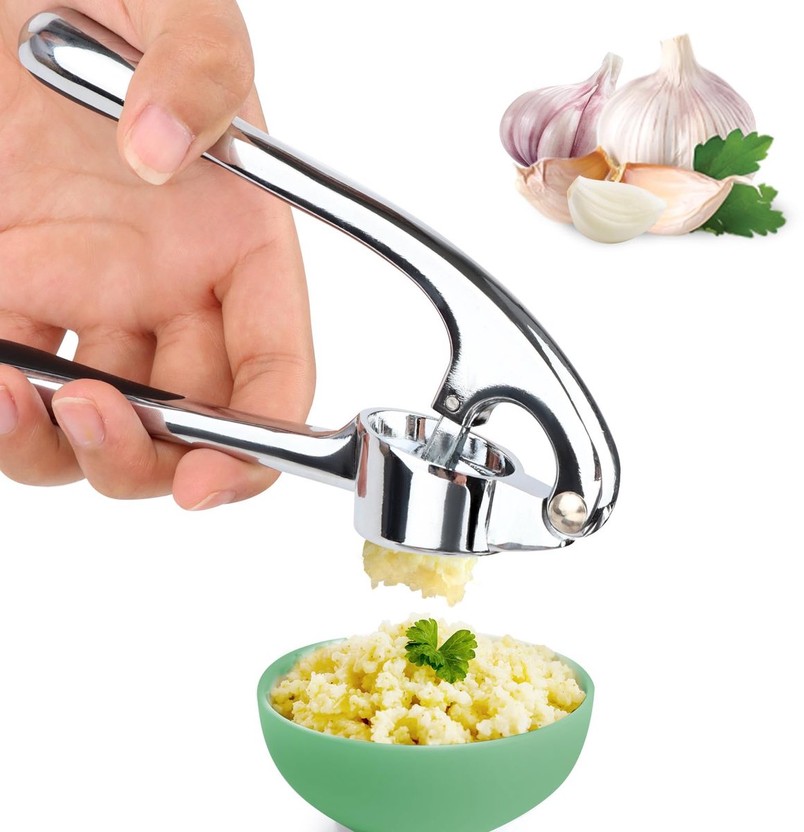 Ibenzoa® Efficiënte en veelzijdige knoflookpers met ergonomisch handvat voor maximale knoflookextractie