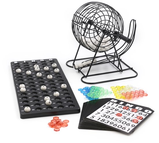 Kyto Bingo Basic - 75 Bingoballen, 2 bodemplaten met nummers, 18 kartonnen kaarten met nummers, 150 speelchips - Amerikaans Bingospel Kind & Volwassene