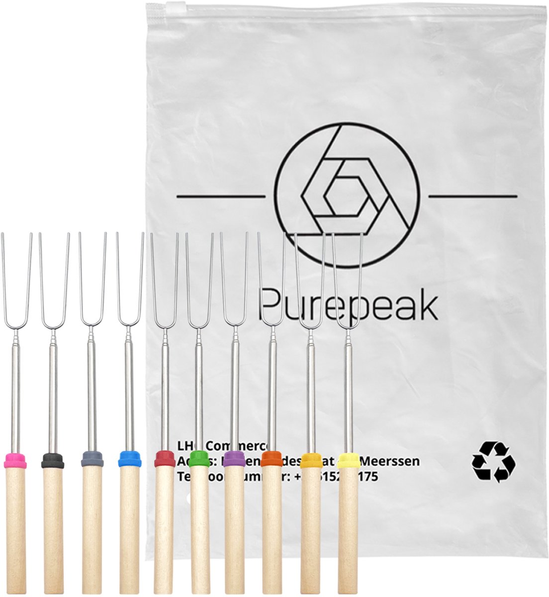 Purepeak Fonduevorken Set 10 Stuks - Fonduevorkjes - Kaasfondue - BBQ accessoires - Marshmallow Spiezen – foto 6