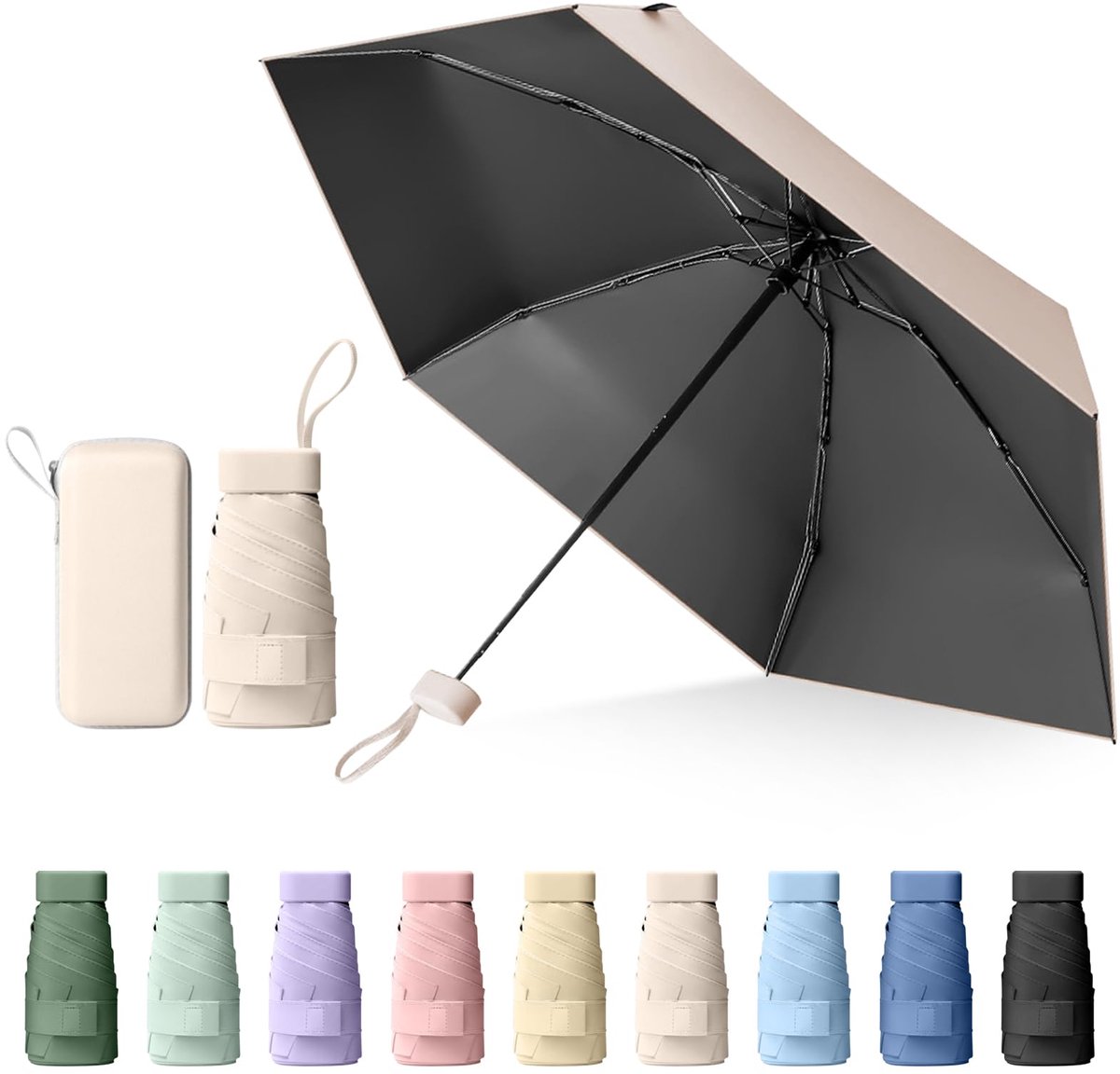 Ibenzoa® Compacte en Windbestendige Mini Paraplu met UV-bescherming en Capsulehoes voor Reizen