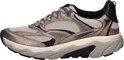 Zijprofiel van de grijze Gabor Rollingsoft sneaker. Metallic brons met zwart en beige accenten, mesh panelen en dikke zool.