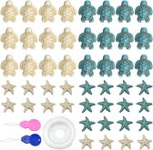 Allecto Premium - Set de 120 breloques tortues de mer et étoiles de mer - Perles d'espacement animaux de l'océan avec fil et coupe-fil