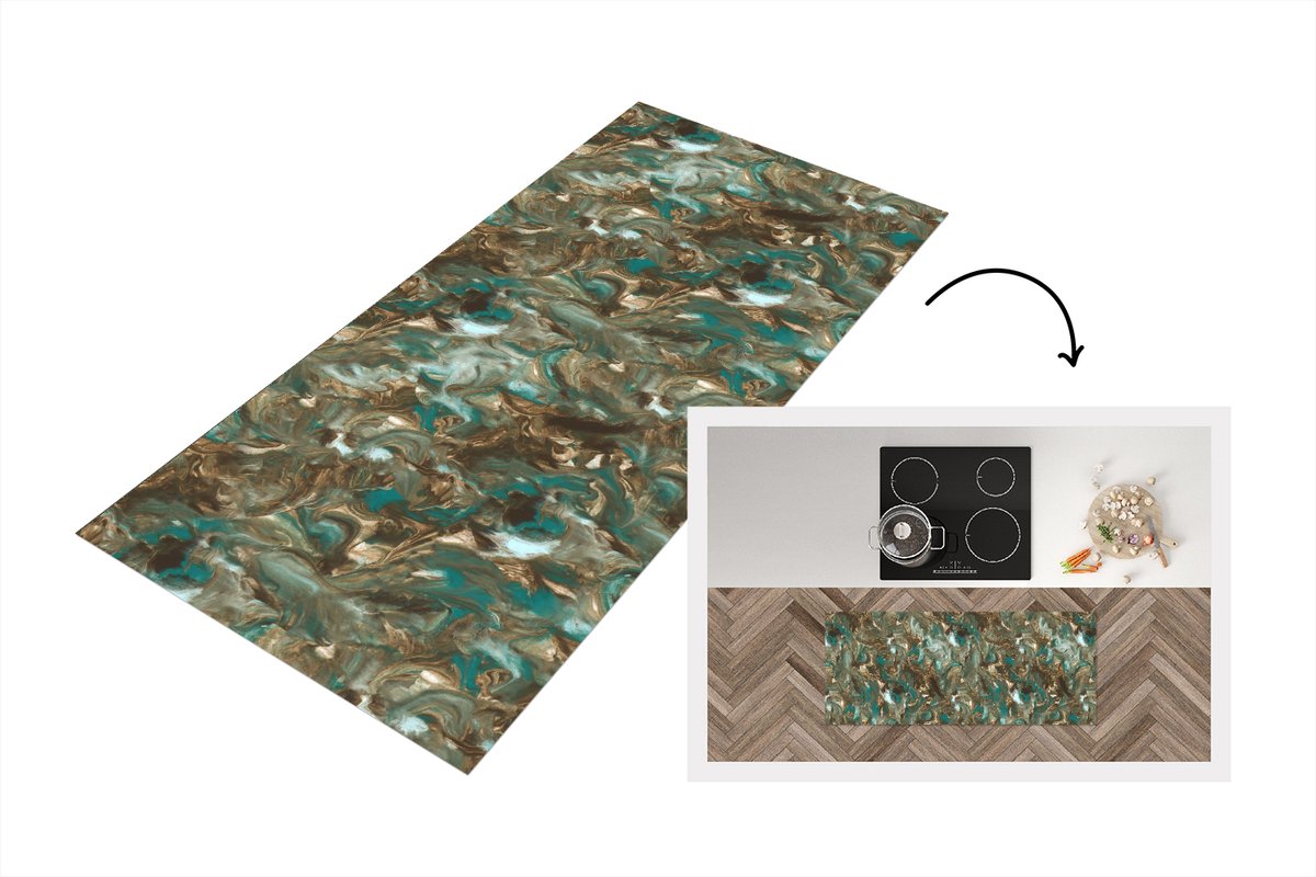 KitchenYeah Keukenloper 120x50 cm - Keukenmat vinyl Luxe - Marmer print - Patronen - Verf - Keukenmatten loper - Keuken vloerkleed tapijt