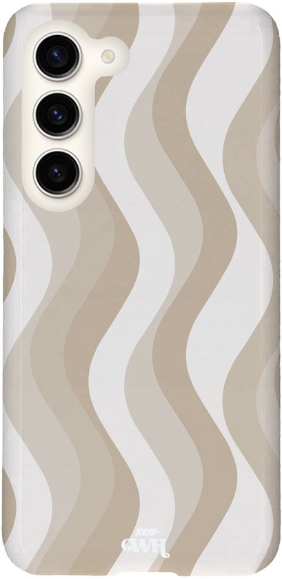 xoxo Wildhearts Minimal Nude - Coque monocouche pour Samsung Galaxy S23 - Coque en Siliconen avec imprimé - Coque arrière rigide - Coque rigide - Imprimé vague - Motif ondulé - Beige / Crème / Wit