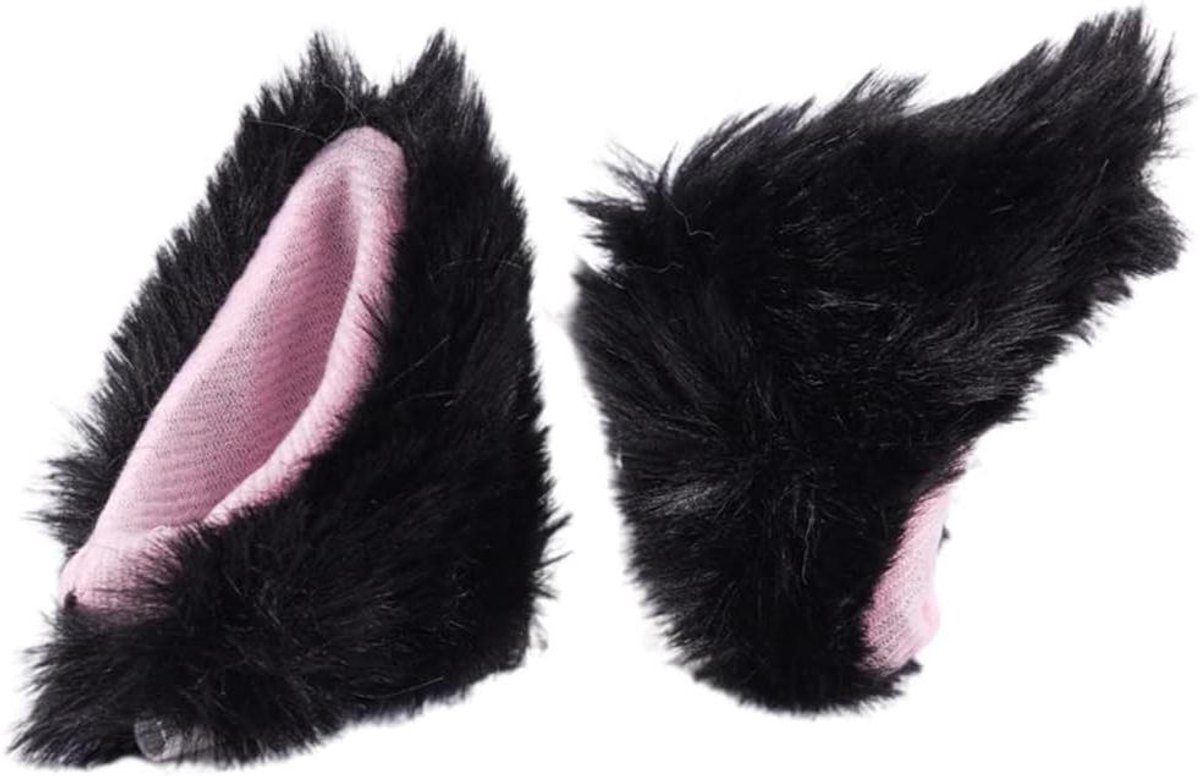 Allecto Plus - Zelfklevende motorhelmdecoratie kattenoren - Set van 2 - Pluche - Schattige accessoires voor helm - Fiets- en snowboardhelm