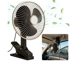 Cheqo® Clip Mini Ventilator – Portable Ventilator – Fan – 24V – Zwart – Voor Auto en Vrachtwagen