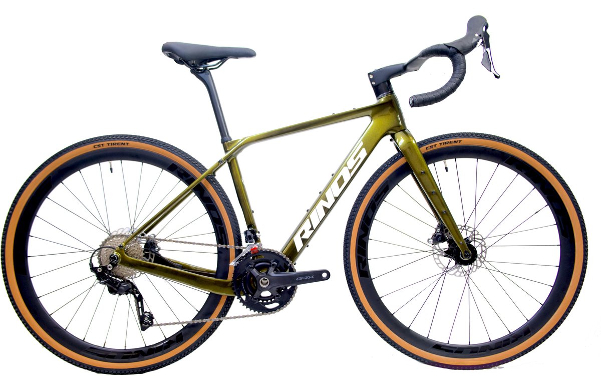 Rinos Sandman 6 - Gravel Fiets - Gravel Bike – carbonframe - GRX600 22 versnellingen - hydraulische schijfremmen - lichtgewicht - allround fiets voor elk terrein - Kameleon - Goud-Groen 52