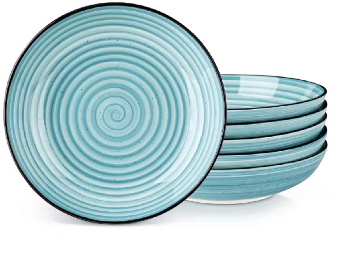 Elaria Serviesset Tida - 6 delig - 6 persoons - Blauw - Dinerborden - Bordenset - Diepe borden - Ontbijtborden - Servies - Keukenservies