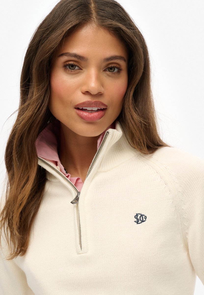 Superdry Essentials Slim Halve Rits Trui Dames Sweaters Creme