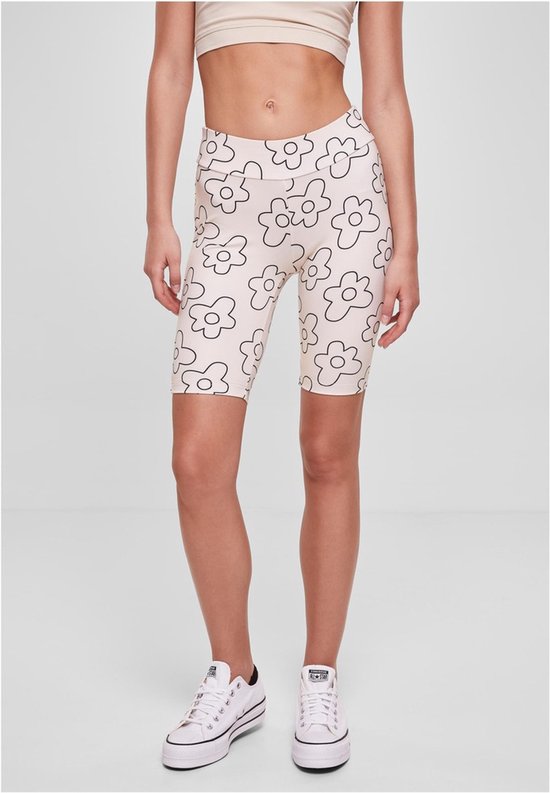 Urban Classics - High Waist All Over Print Tech Korte cycle broek - 4XL - Creme