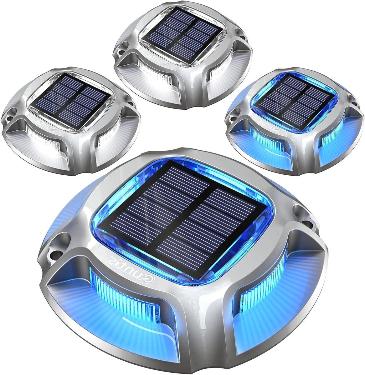 Outdoor Solar Decking Lights 4 Pack - 2 Kleuren in 1 - IP68 Waterdicht - Road Marker Lights voor Oprit, Yard, Pathway, Ground, Step, Traps, Patio en Pool