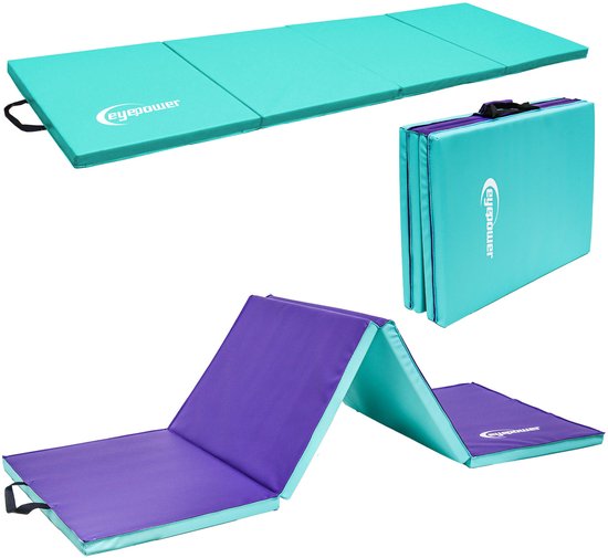 eyepower Foldable Gymnastics Mat Thick - Gym Mat for Home Use 180x60x5cm - Safe Gymnastics Coaster for Kids Fitness and Gymnastics - Shock Absorbing Sports Floor Mat for Training Indoor and Outdoor