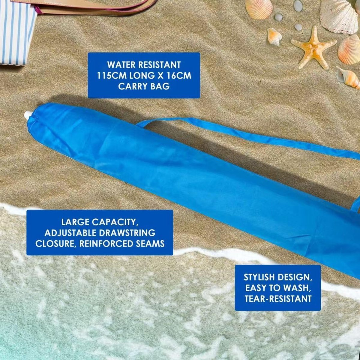 Beschermhoes met stevige handgreep voor strandparasol - Blauw