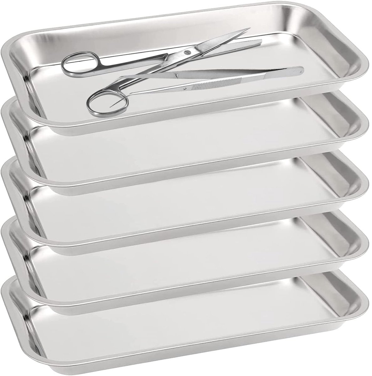 Klein roestvrijstalen dienblad - 5 stuks - 22,5 x 11,7 cm - multifunctioneel