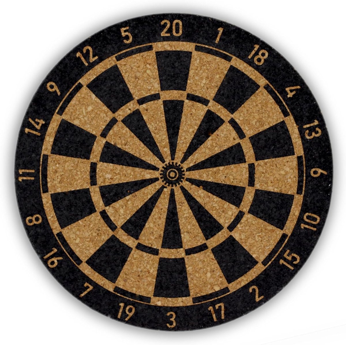 Set van 6 kurken onderzetters - dartbord-design - duurzaam