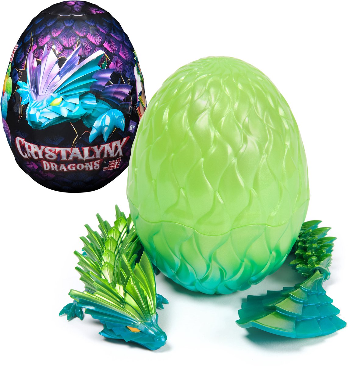 CrystaLynx Dragons, beweegbaar drakenfiguur van 32 cm met verrassingsei, fidgetspeeltje voor thuiskantoren en decoratie voor bureaus (stijlen kunnen verschillen)