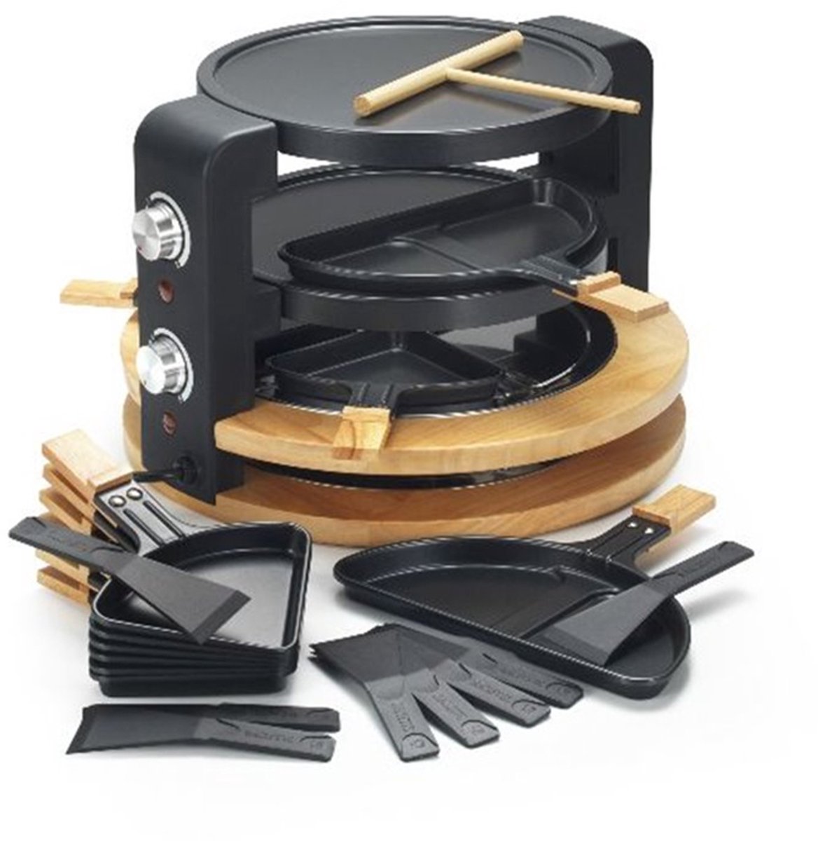 KitchenChef KCWOOD.8.SUPER raclette 8 persoon/personen Zwart Hout 1500 W