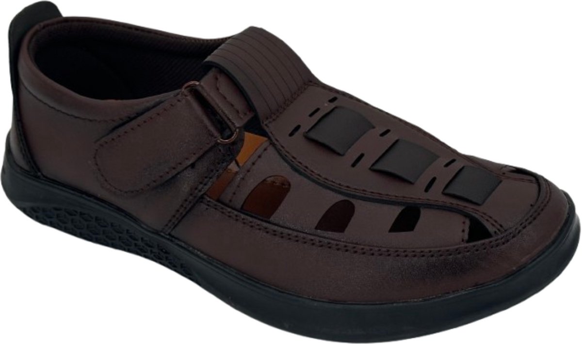 New Generation® Sandalen Heren - Instappers Heren - Lichtgewicht Heren Sandalen - Klittenband Sluiting - Donker Bruin - Maat 41