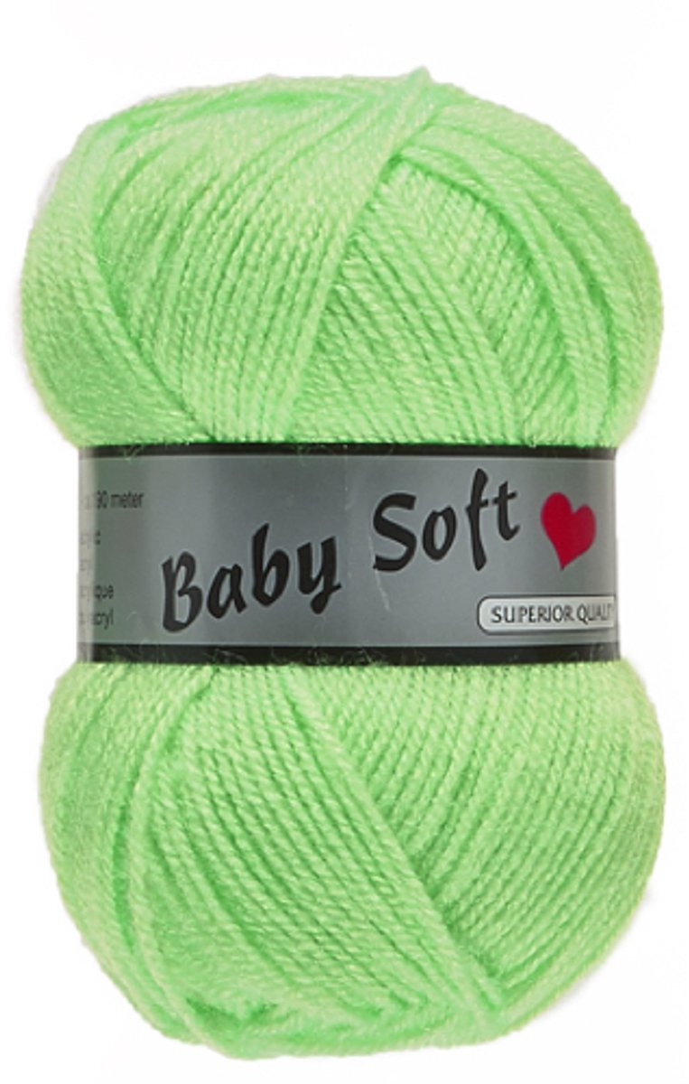 Lammy Yarns - Baby Soft - Kleur 070 fel groen - 5 bollen dun acrylgaren - haakgaren - breigaren - pendikte 3 mm.