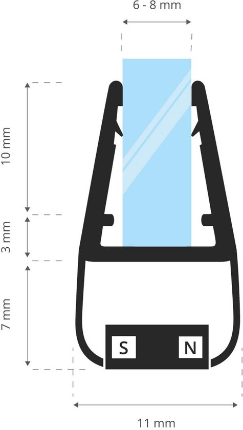 STEIGNER douchestrip, 40cm, glasdikte 6/7/ 8 mm, recht, pvc, vervangende afdichting voor douches, UK05 STEIGNER douchestrip, 40cm, glasdikte 6/7/ 8 mm, recht, pvc, vervangende afdichting voor douches, UK05