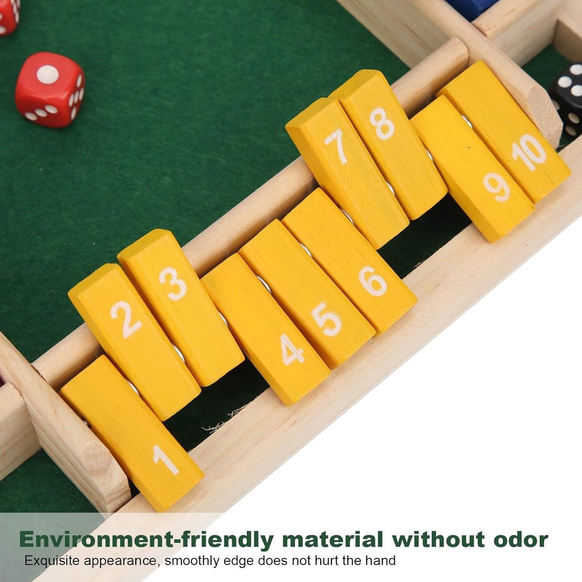 Ajuny Jeu de Fermeture de Boîte en Bois - 9 Tuiles à Retourner Plateau Naturel Massif pour Enfants et Adultes Jeux de Bar Famille Table Dés - 9.6 Pouces