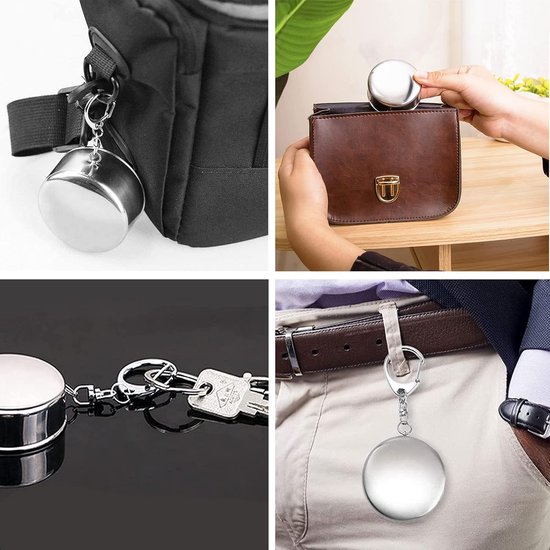 Beker-2 stuks 250 ml roestvrij stalen opvouwbare mok- opvouwbare reisbeker- intrekbare reisbeker-draagbare telescopische beker- waterbeker voor picknick — afbeelding 5