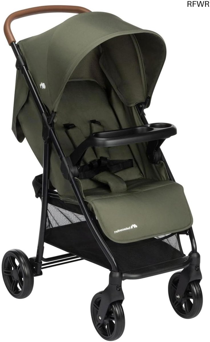 RFWR® Baby kinderwagen met grote opbergmand en veilig tafeltje - Compact en inklapbaar, Geschikt voor 0-4 jaar, Tot 22 kg, Mineral Green