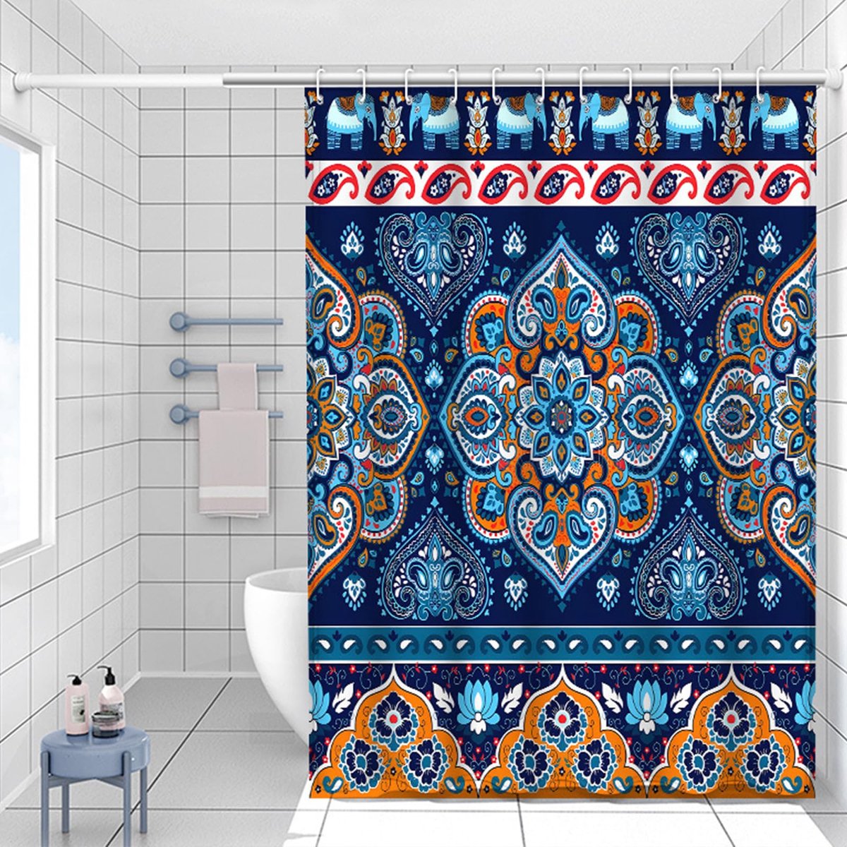 Ibenzoa® Waterdicht Douchegordijn met Schimmelbestendige Eigenschappen en Douchegordijnringen - 180 x 180 cm