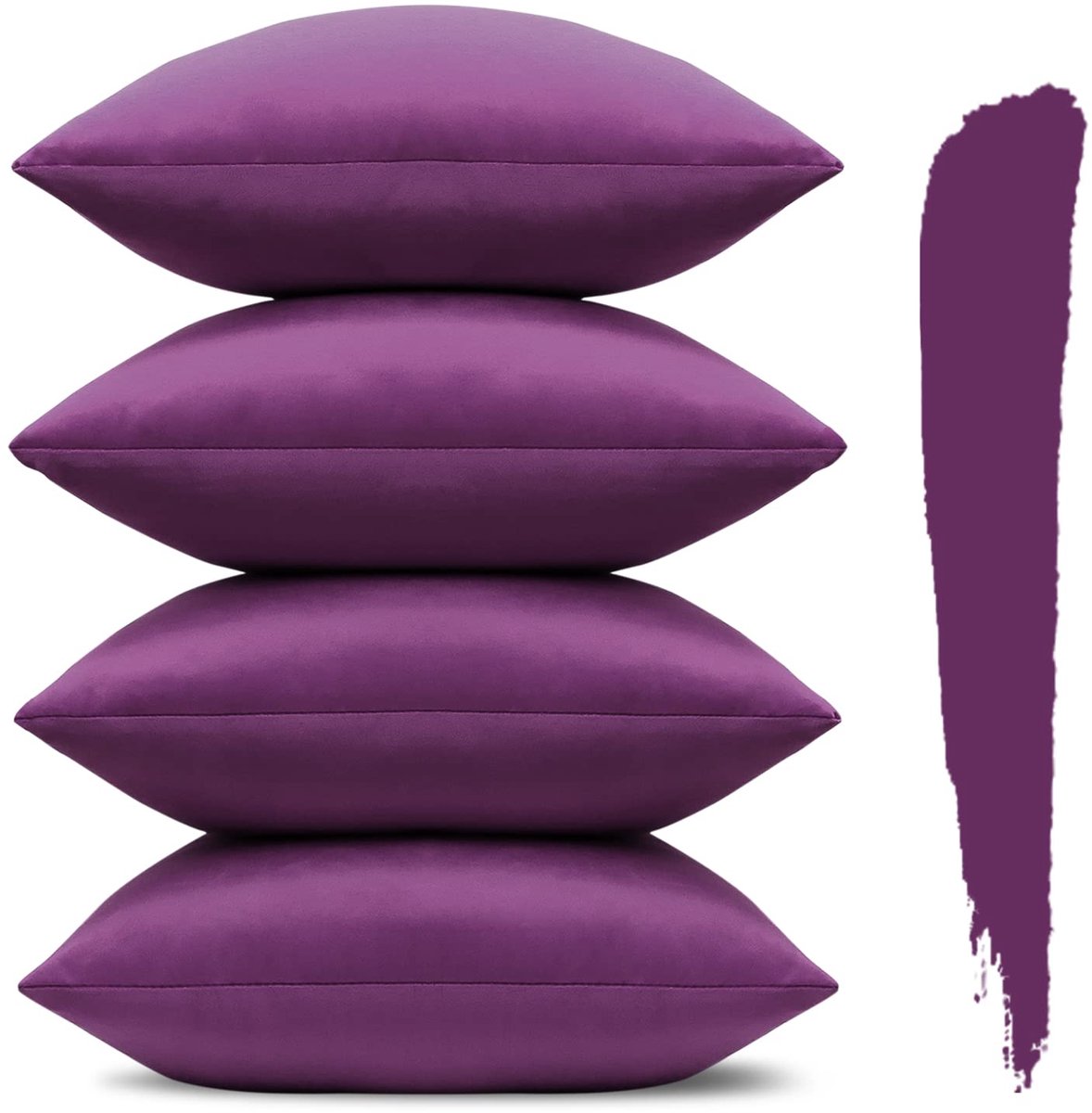 Ibenzoa Set van 4 Luxe Zachte Kussenhoezen 45x45 cm voor Woonkamer en Slaapkamer in Aubergine Aubergine Viooltje
