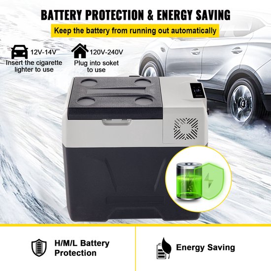Auto Koelkast 50L / 52,8 QT Draagbare Vriezer - -20°C tot 20°C, Enkelzone met Wielen en Handvat - 12/24V DC en 100-240V AC Compressor Koeler voor Outdoor Kamperen van Merkloos — afbeelding 4