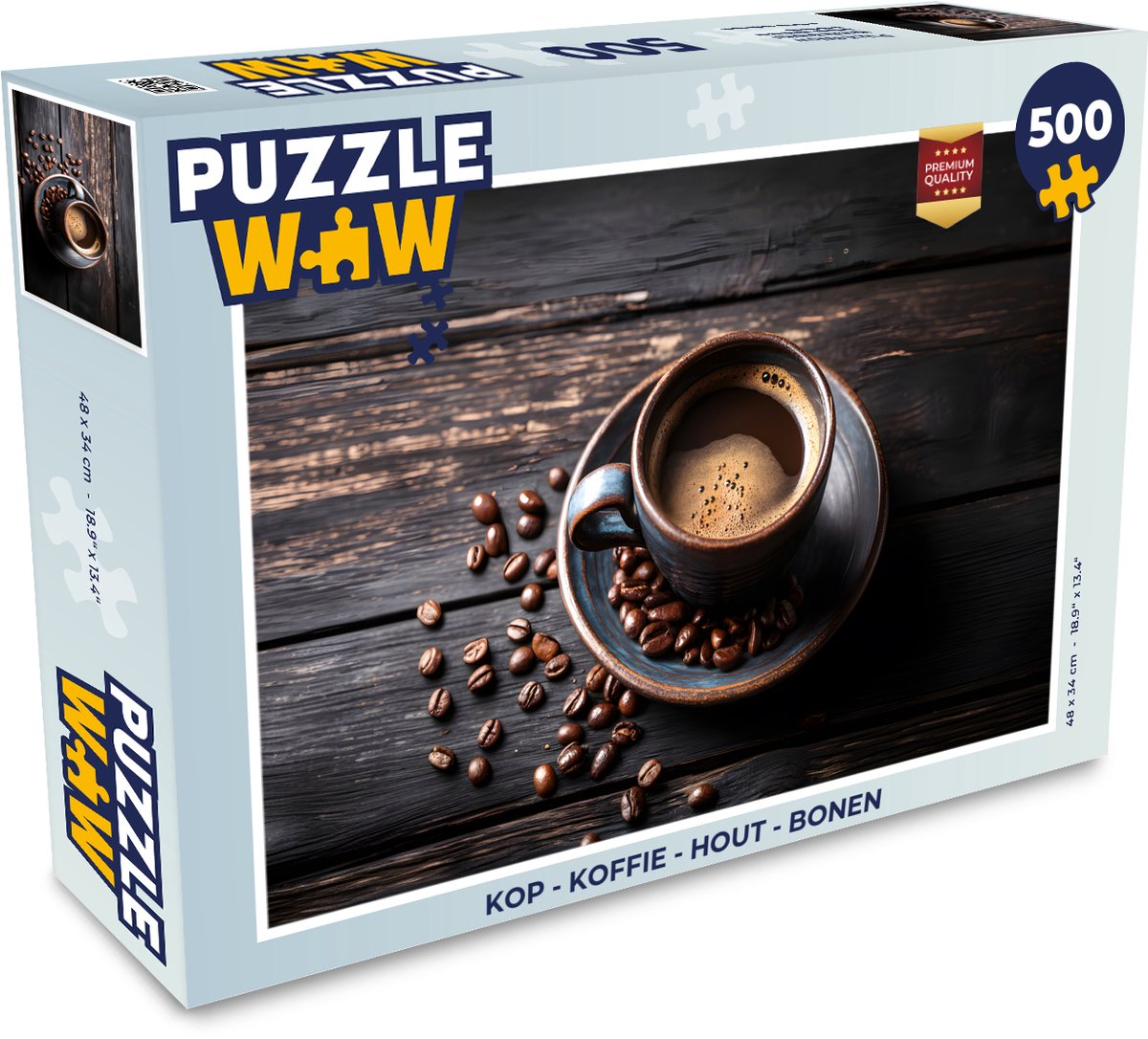 Puzzel Kop - Koffie - Hout - Bonen - Legpuzzel - Puzzel 500 stukjes