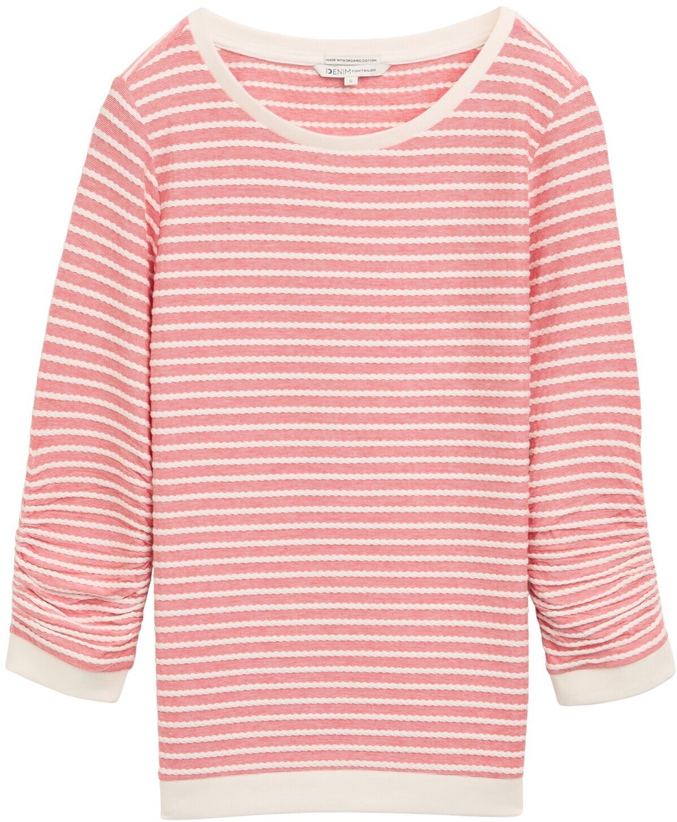 Tom Tailor Denim - Sweatshirt met streepmotief - Maat XS - red white structure stripe