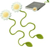 Allecto Plus - Signets pour femmes et filles, 2 pièces, jolis marque Signets en crochet marguerites, marque-pages tricotés personnalisés, cadeaux pour les amoureux des livres, pour les enseignants et les lecteurs