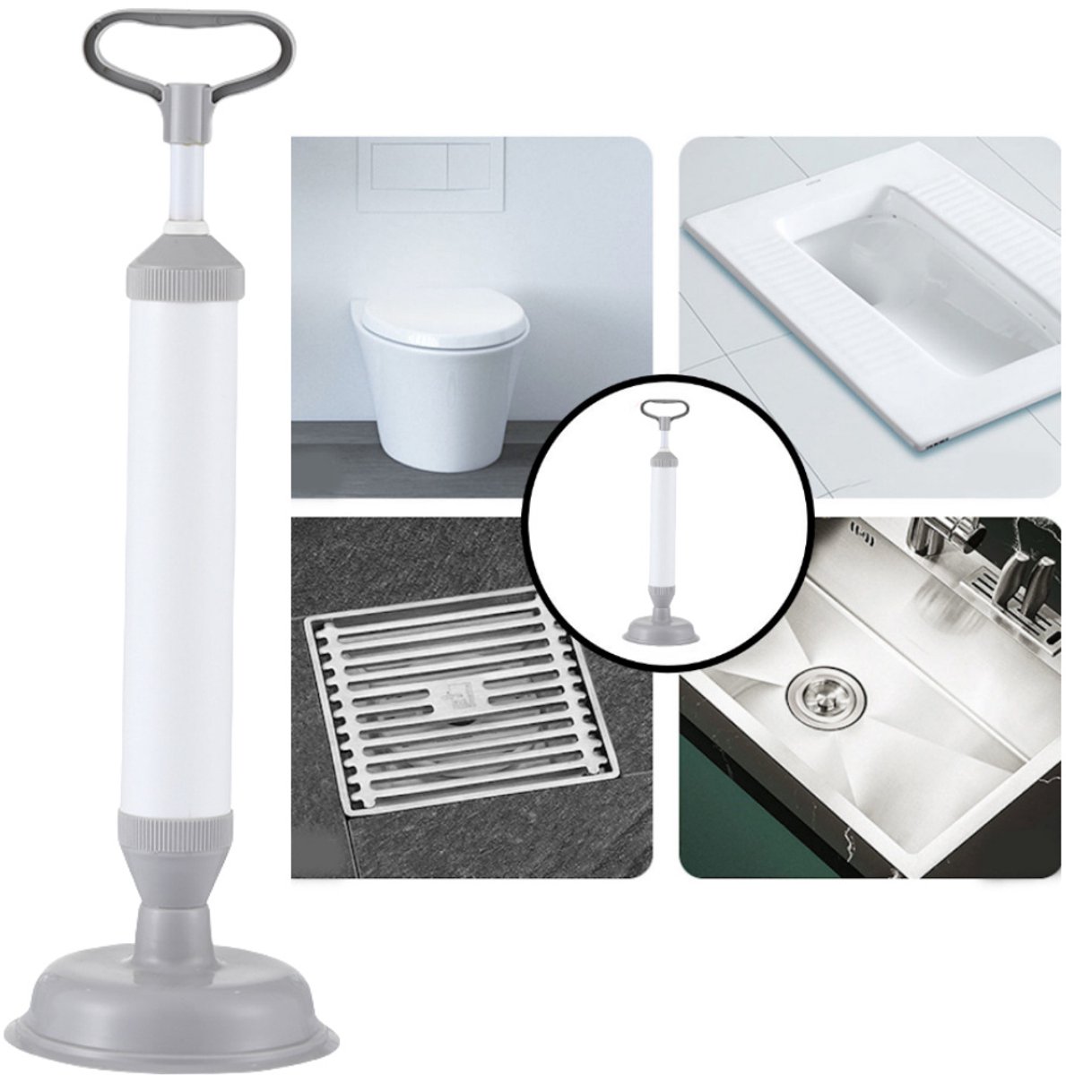 Decopatent - Krachtige WC Ontstopper met Zuignap - Gootsteenontstopper - Ontstoppingspomp Gootsteen - WC Plopper met pomp en zuig functie