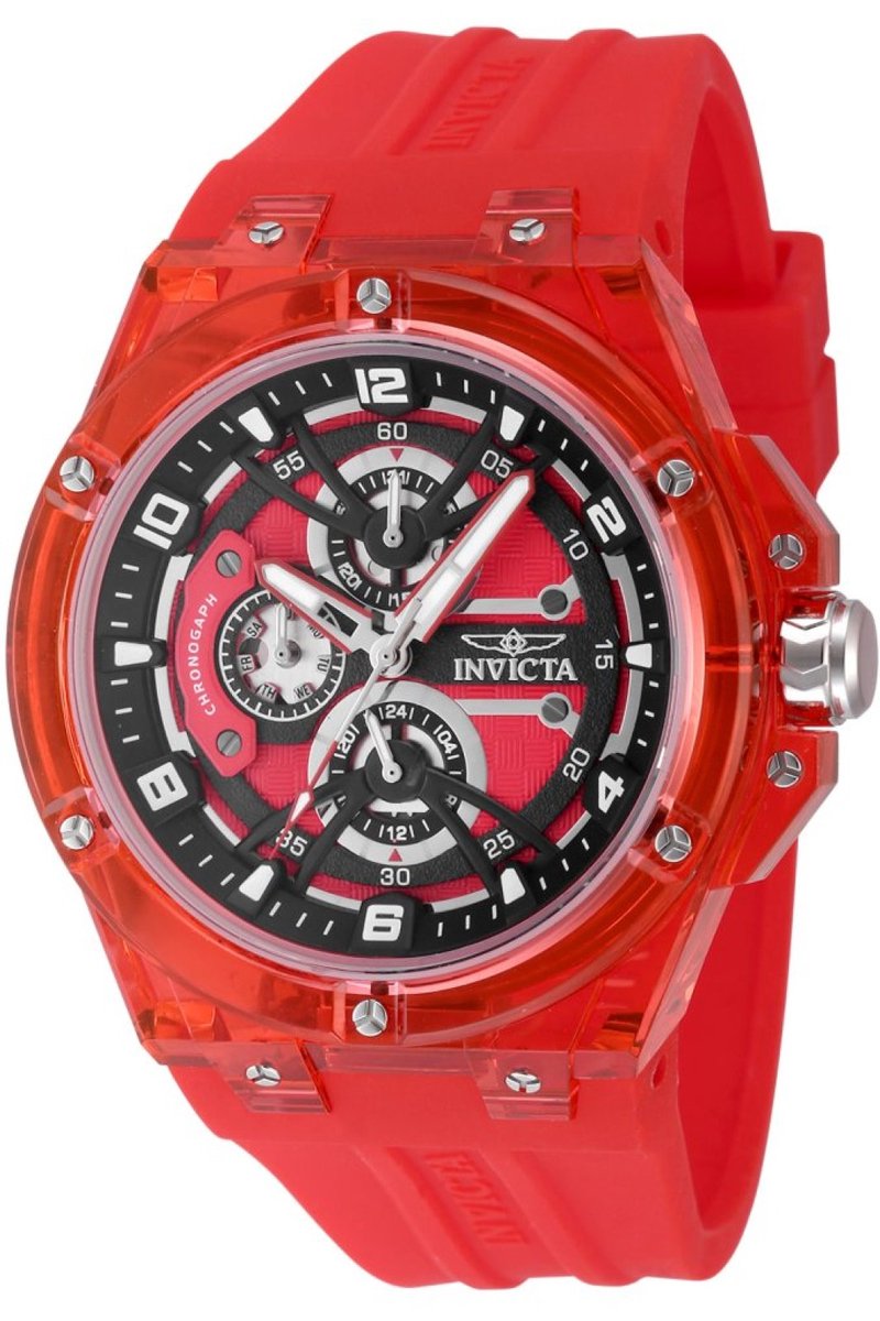 Invicta Racing 48801 Heren Horloge - Waterdicht - Analoog - Quartz Uurwerk - Plastic met zwarte Wijzerplaat - 46mm