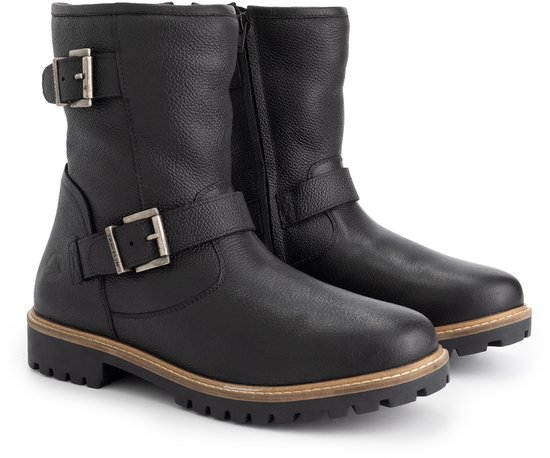 MDM Heren biker leren vest dubbel gevlochten / buiten en binnen van echt leer, zwart, S