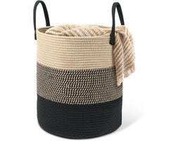 Wasmand - Wasmand voor vuile was - Opbergmand voor speelgoed - Met handgrepen aan beide zijden - Geweven wikkelontwerp - 35*40cm - Geschikt voor kleding, dekens, boeken, speelgoed