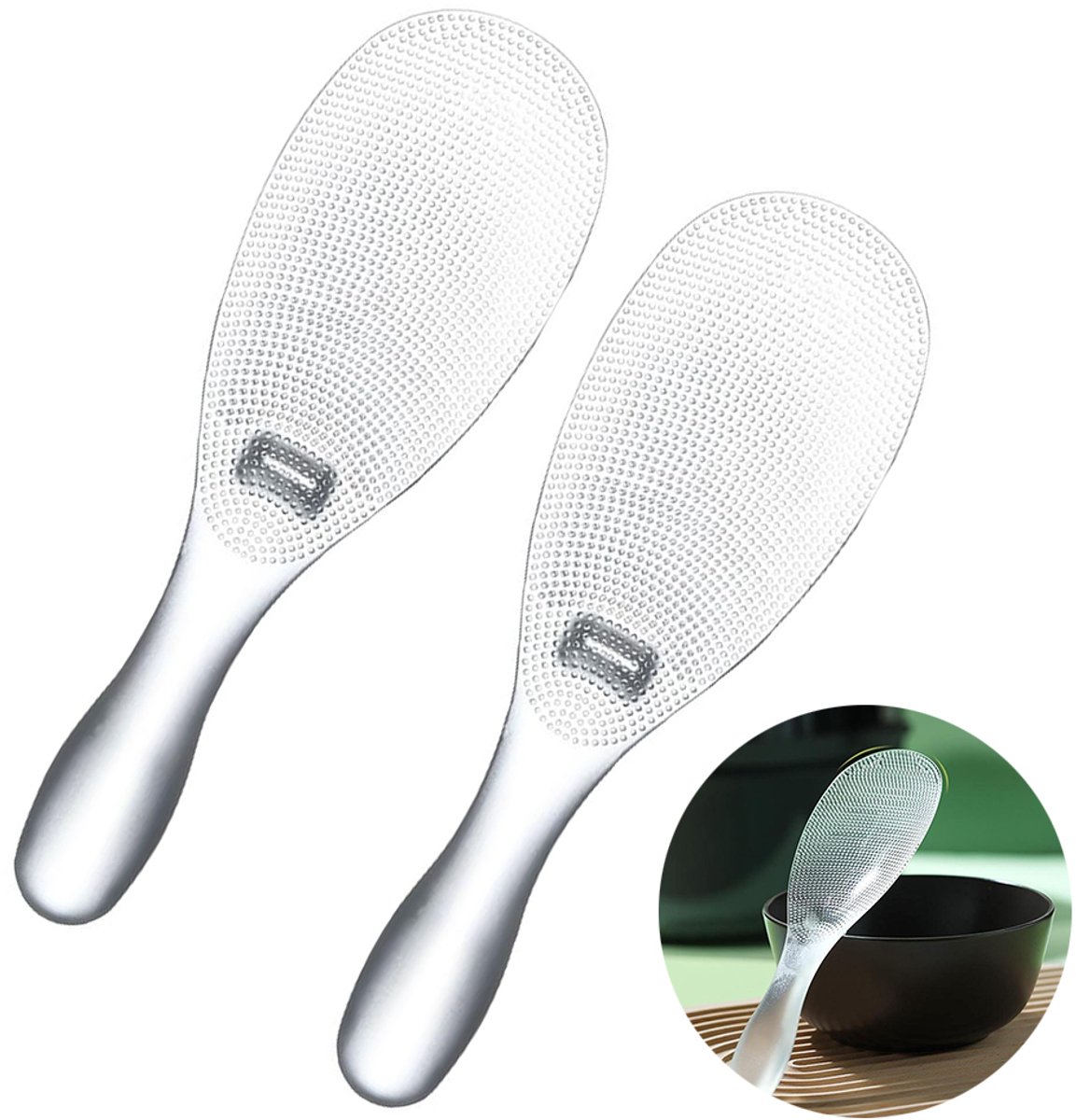 2 stuks rijstlepels - antiaanbaklepel voor levensmiddelen - hittebestendige rijstlepel voor rijstkokers - vaatwasserbestendig - 8 inch