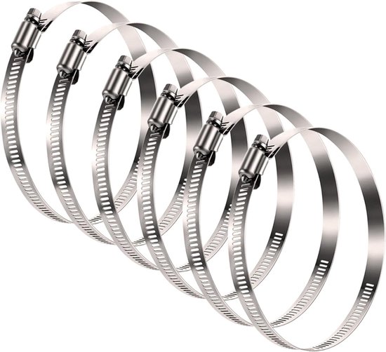 Set Van 10 Roestvrijstalen Slangklemmen – 91-114 Mm Verstelbaar, Met Schroefmechanisme, Geschikt Voor Regenpijpen En Afvoerslangen