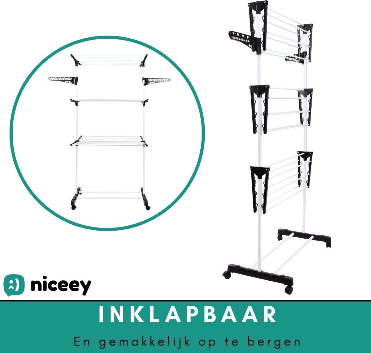 RFWR® Droogrek met 45m Drooglengte - Inklapbaar en Op Wieltjes - Voor Efficiente Wasdroging