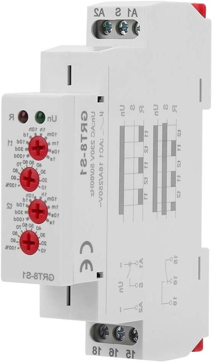 Mini asymmetrische cyclus vertraging relais voor het schakelen van apparaten - multifunctioneel relais met diverse instelmogelijkheden - 35 mm DIN-railtype AC230V